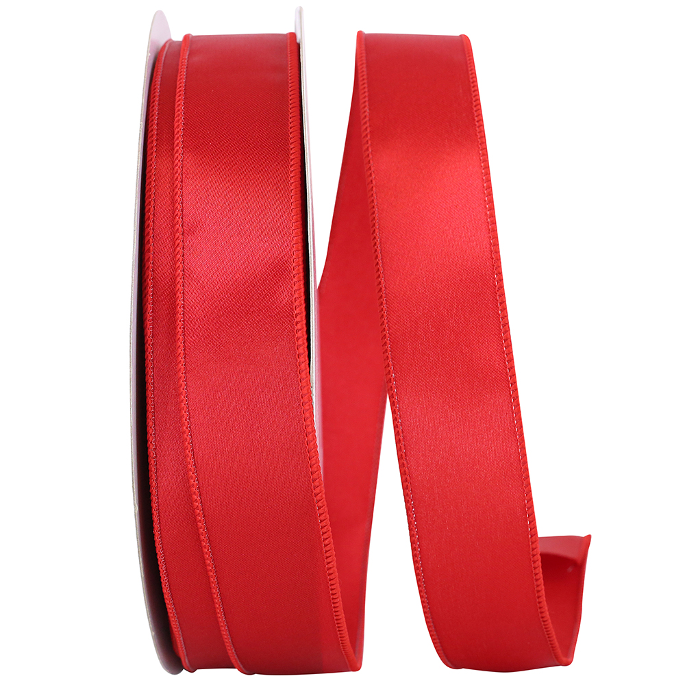 Ribbon - Satin Value Wired Edge, Red, 1-1/2 Inch, 50 Yards